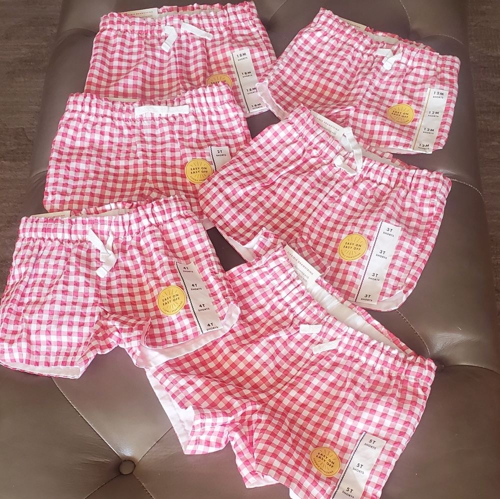 Cat & Jack Baby Girl Red Gingham Shorts - 12 Mos